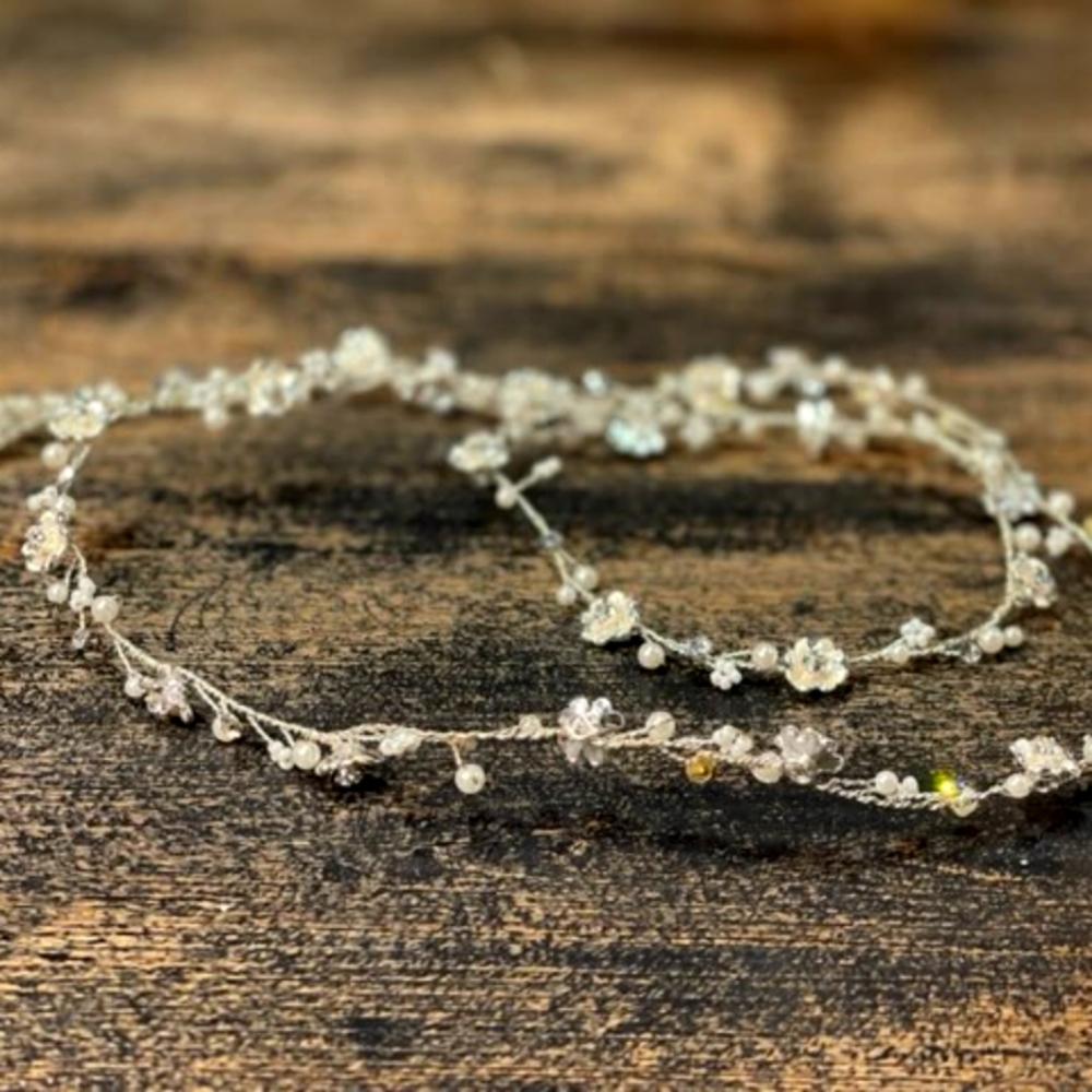 Pearl and rhinestone bridal/special occasion head wrap